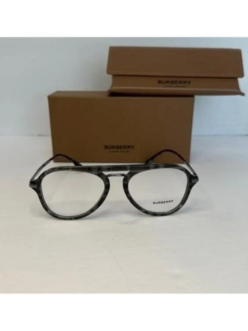 New Authentic EVEGLASSES CHARCOAL CHECK / CLEAR LENS Burberry OBE2377 - Picture 3 of 12